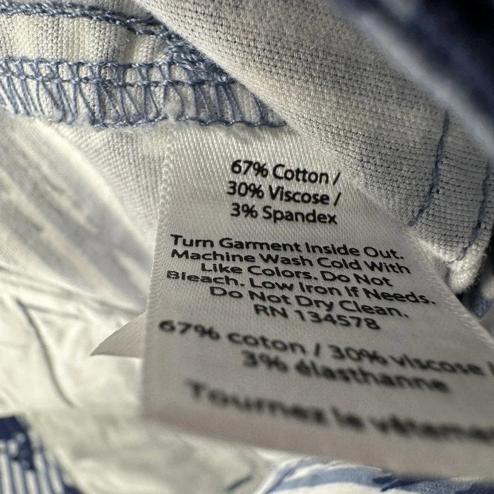 Vineyard Vines Pants Womens 00 Blue White Palm Tree Stripe‎ Sailboat Stretch